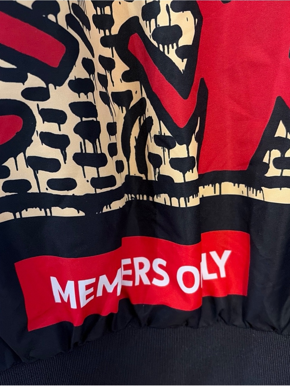 Members Only Unisex Black Keith Haring Graphic Bomber Jacket Medium - Picture 9 of 10